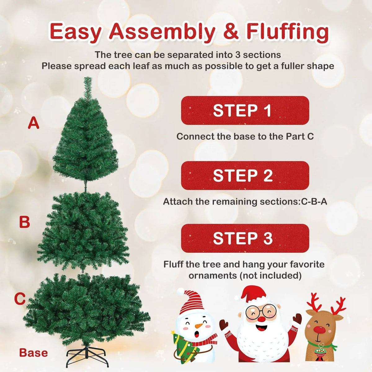 Artificial PVC Christmas Tree with Solid Metal Stand, photo 8 of 11