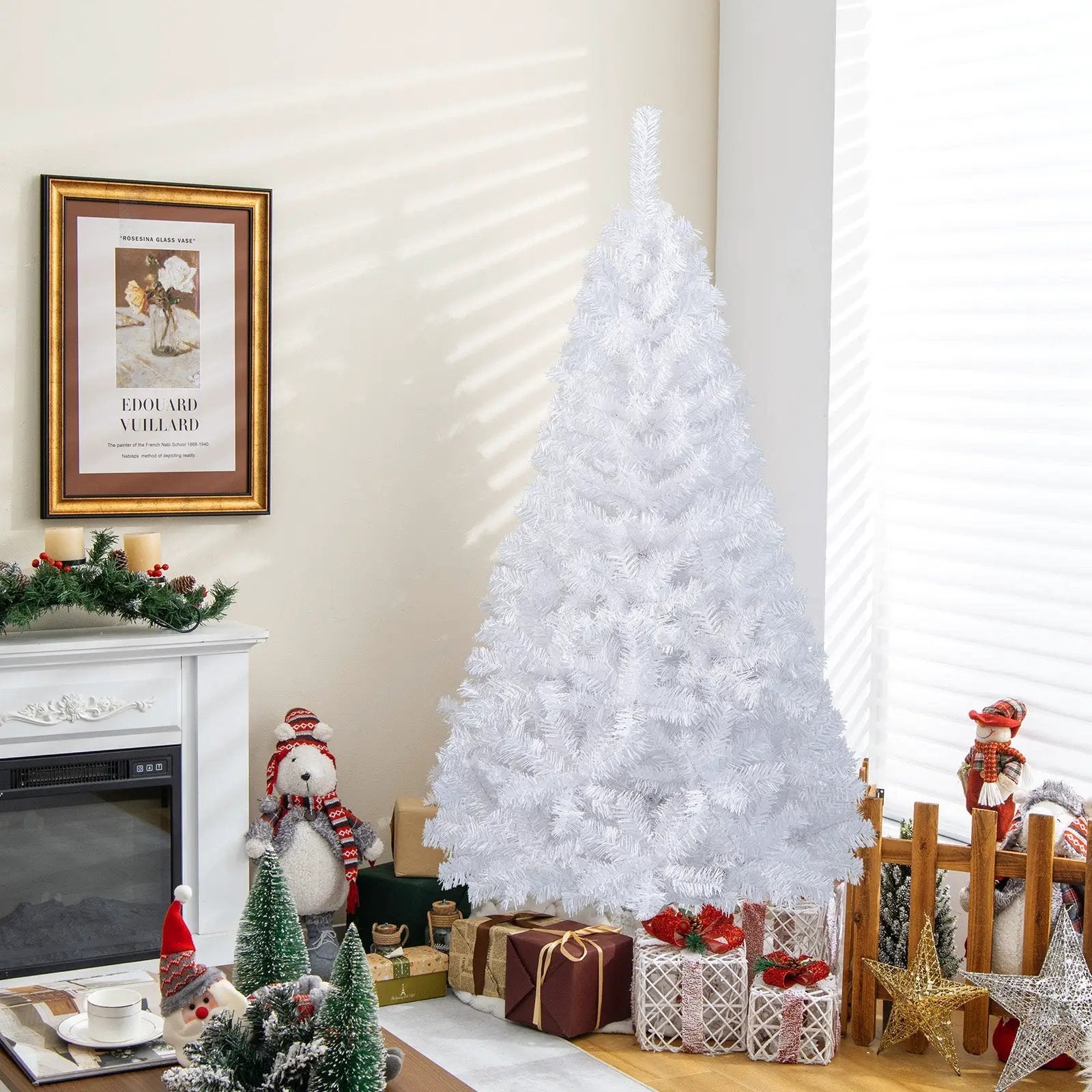 8 ft White Artificial PVC Christmas Tree with Stand by DirectDeals