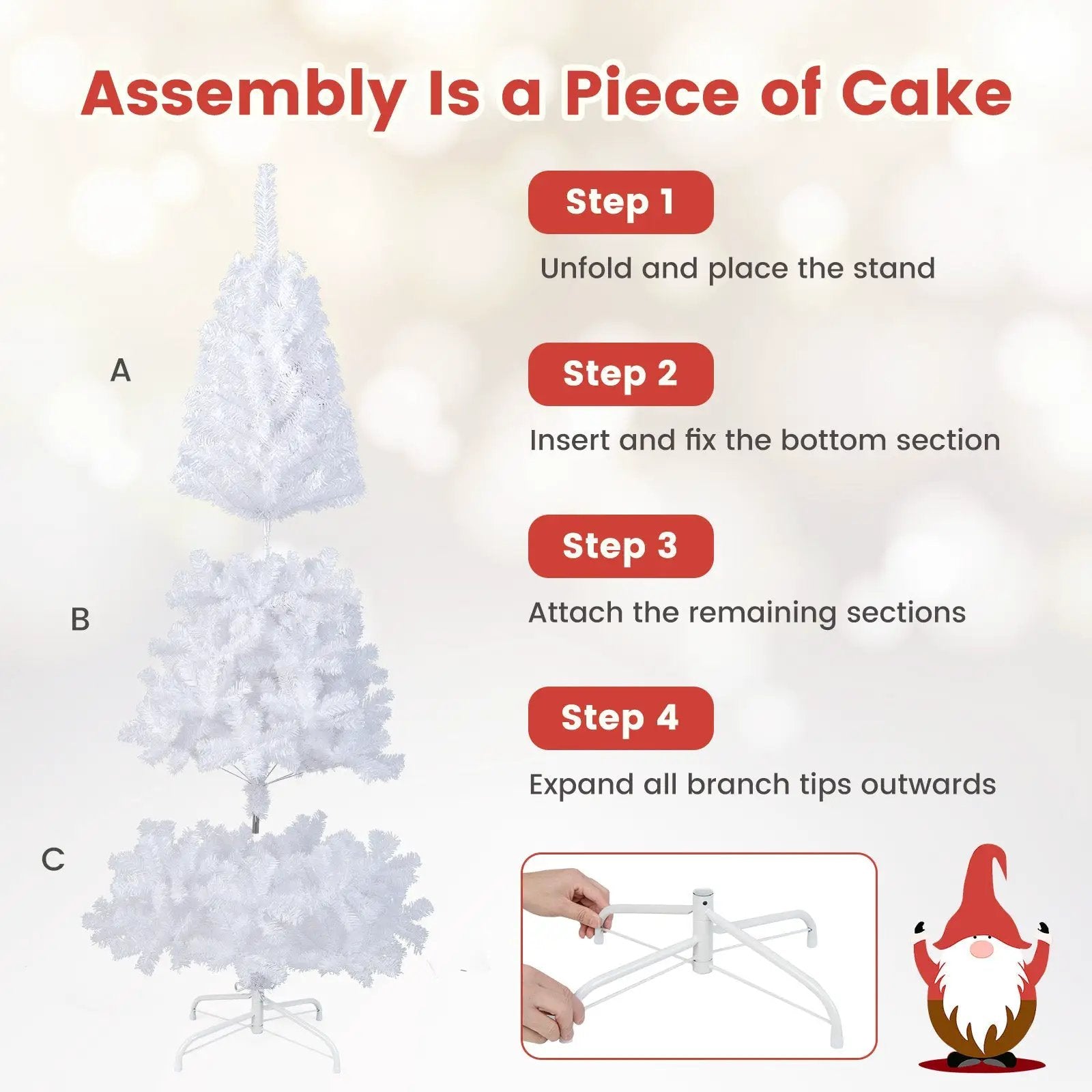 8 ft White Artificial PVC Christmas Tree with Stand by DirectDeals