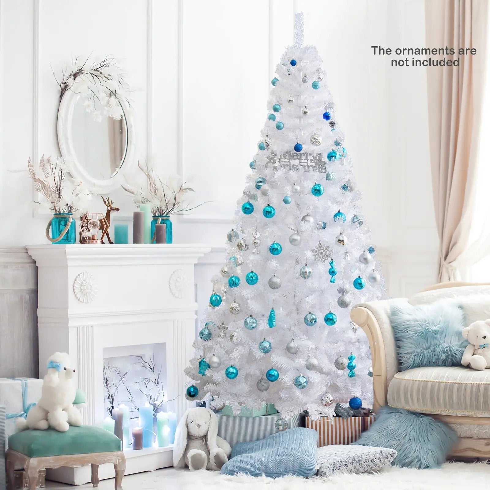 8 ft White Artificial PVC Christmas Tree with Stand by DirectDeals