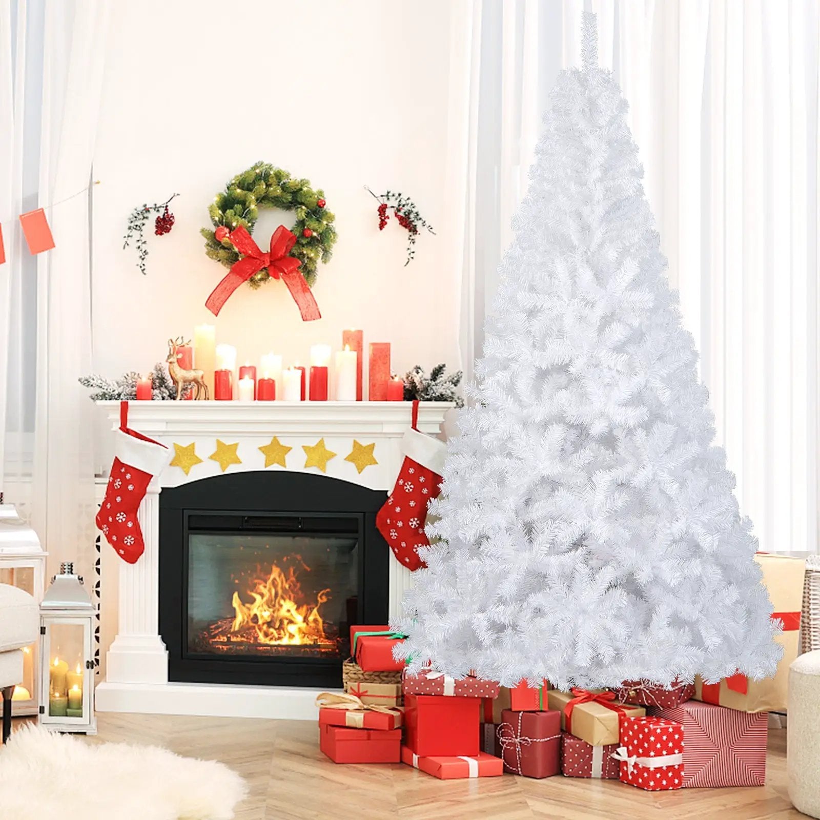 8 ft White Artificial PVC Christmas Tree with Stand by DirectDeals