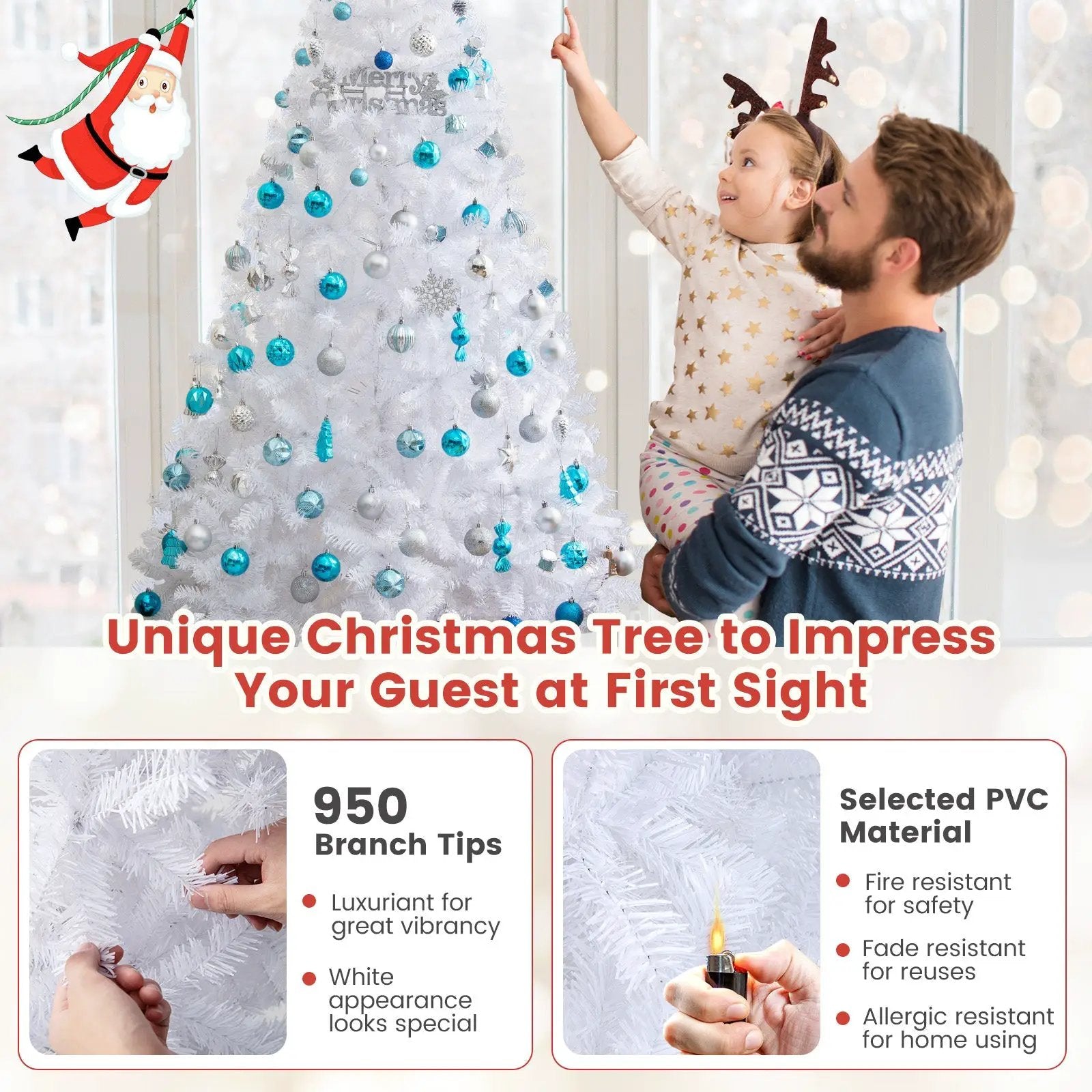 8 ft White Artificial PVC Christmas Tree with Stand by DirectDeals