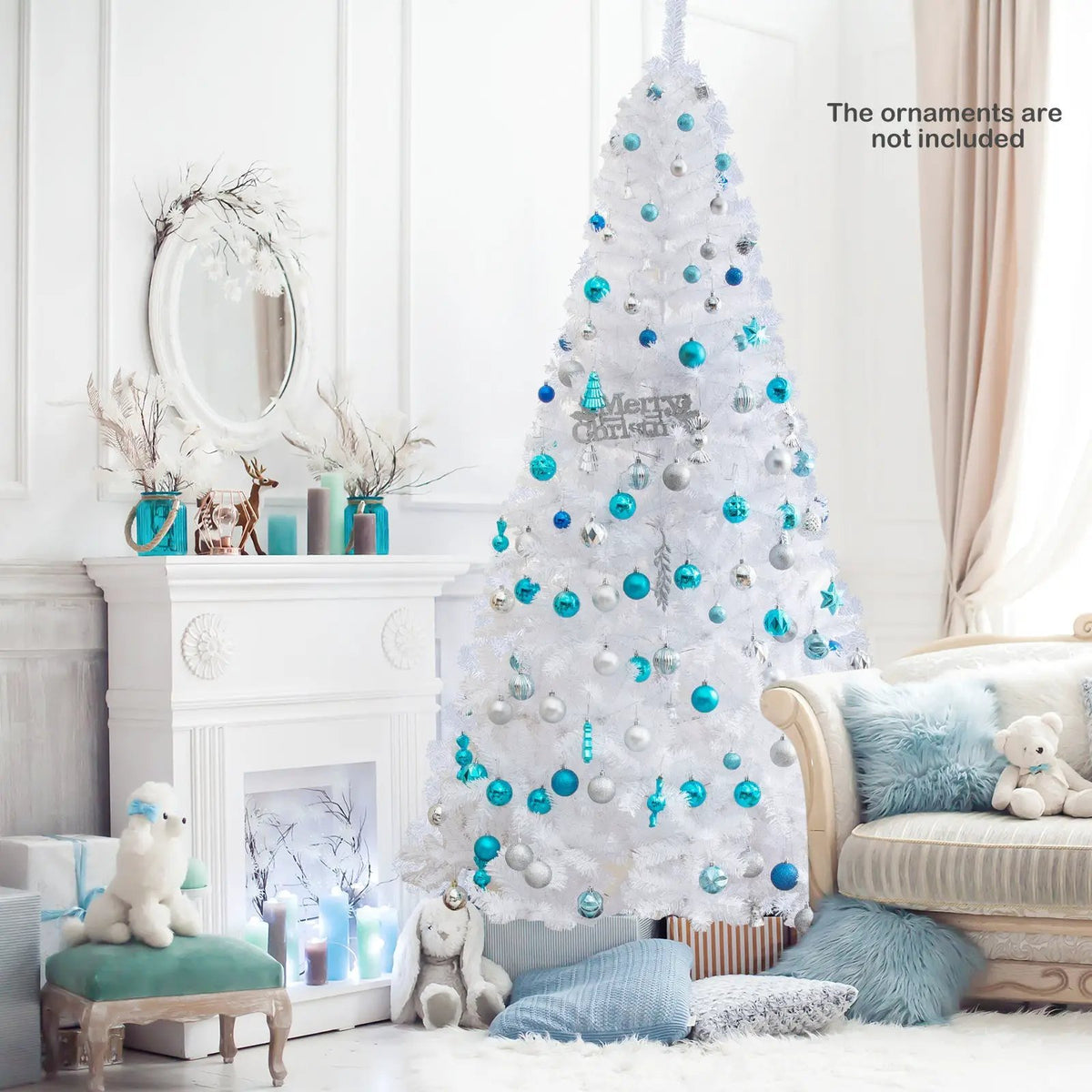 8 ft White Artificial PVC Christmas Tree with Stand, photo 20 of 32