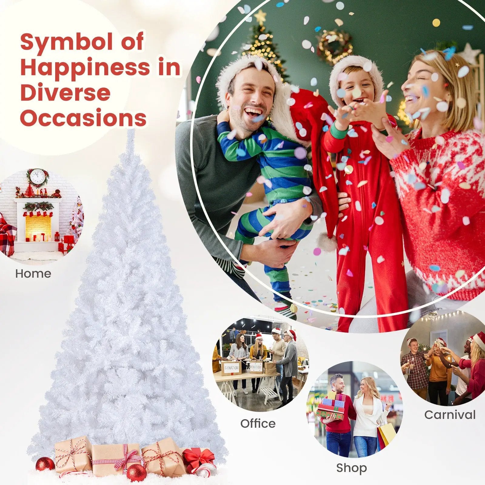 8 ft White Artificial PVC Christmas Tree with Stand by DirectDeals