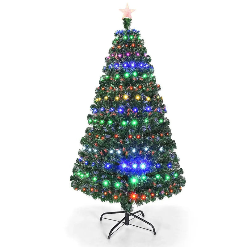5/6/7 Feet Multicolor Artificial Christmas Tree with LED Light and Metal Stand by DirectDeals
