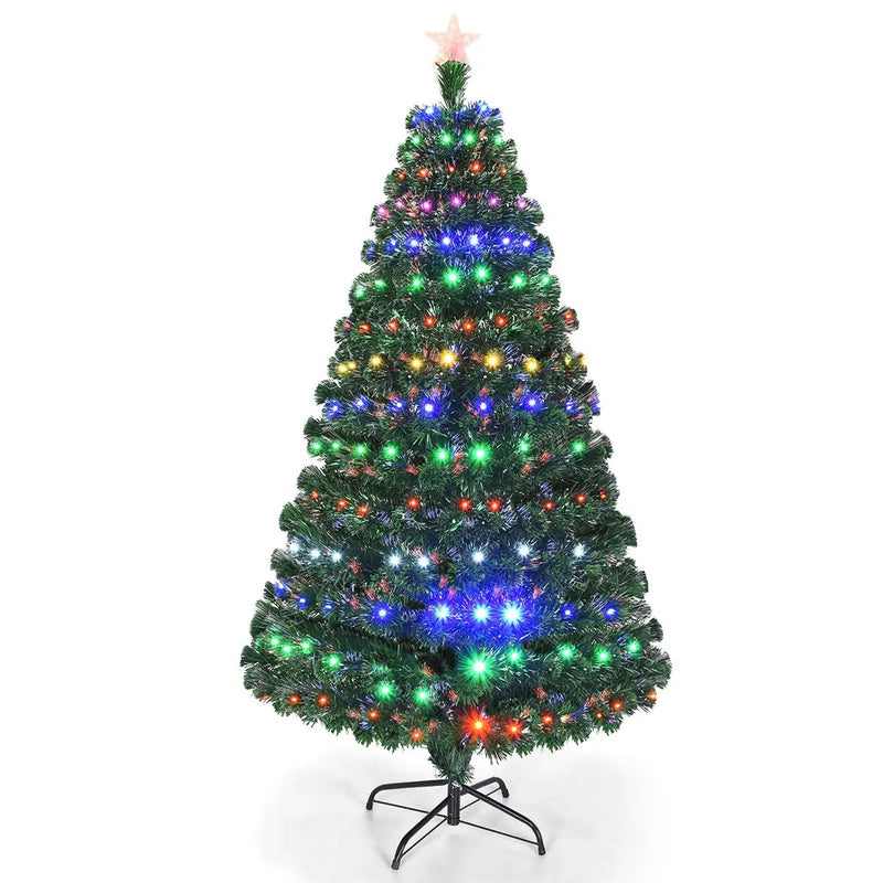 5/6/7 Feet Multicolor Artificial Christmas Tree with LED Light and Metal Stand by DirectDeals