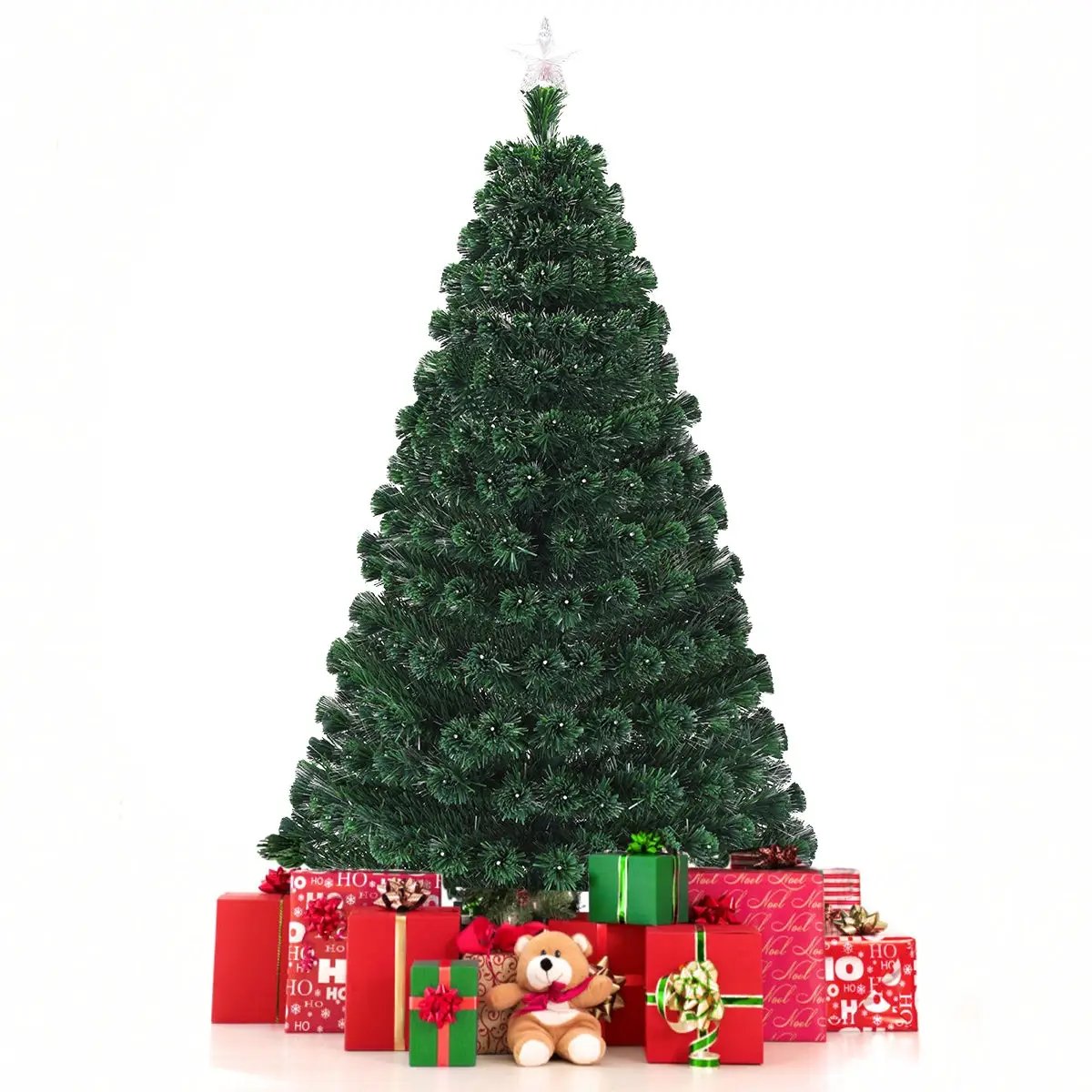 5/6/7 Feet Multicolor Artificial Christmas Tree with LED Light and Metal Stand by DirectDeals