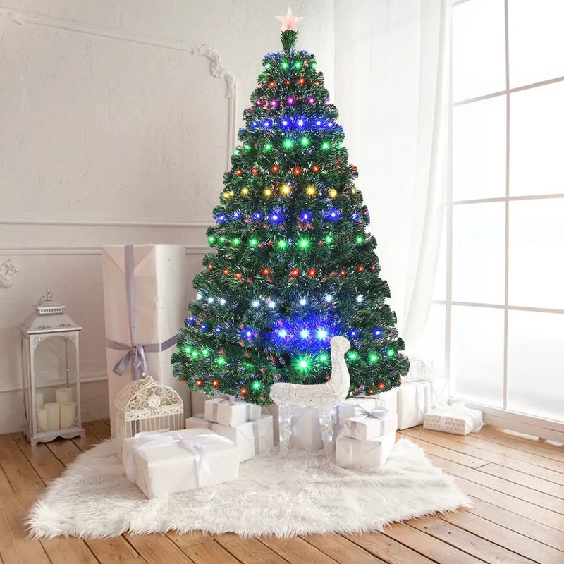 5/6/7 Feet Multicolor Artificial Christmas Tree with LED Light and Metal Stand by DirectDeals