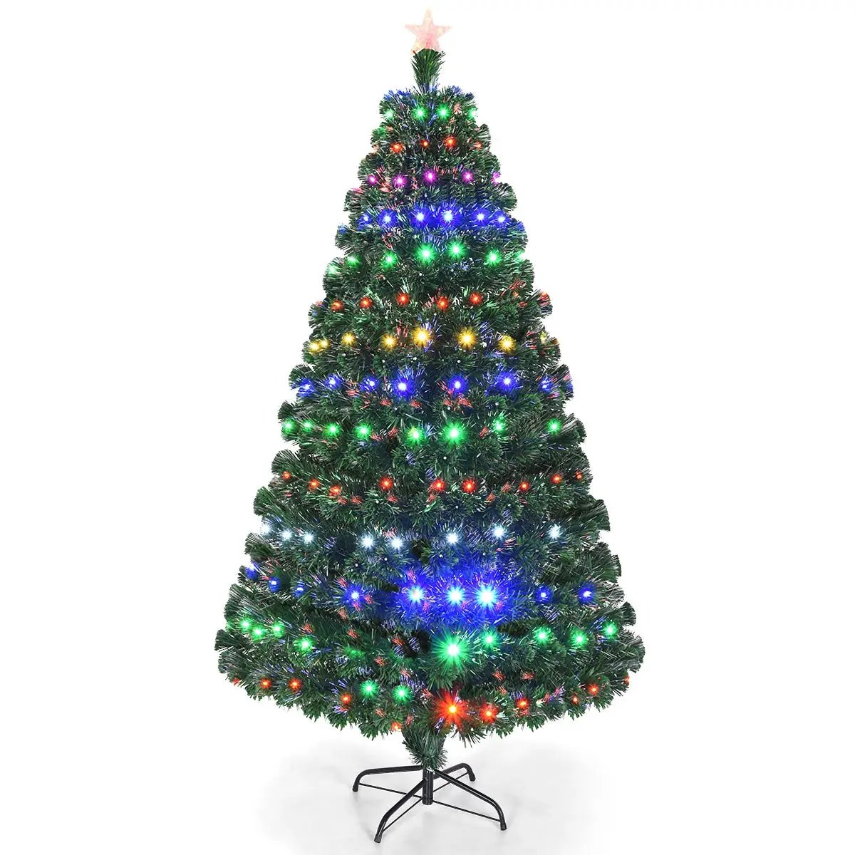 5/6/7 Feet Multicolor Artificial Christmas Tree with LED Light and Metal Stand by DirectDeals
