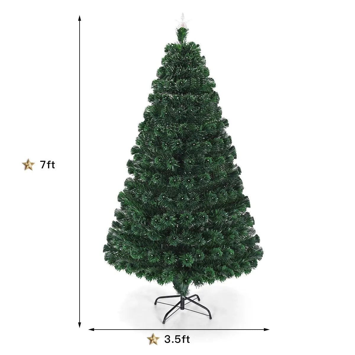 5/6/7 Feet Multicolor Artificial Christmas Tree with LED Light and Metal Stand by DirectDeals