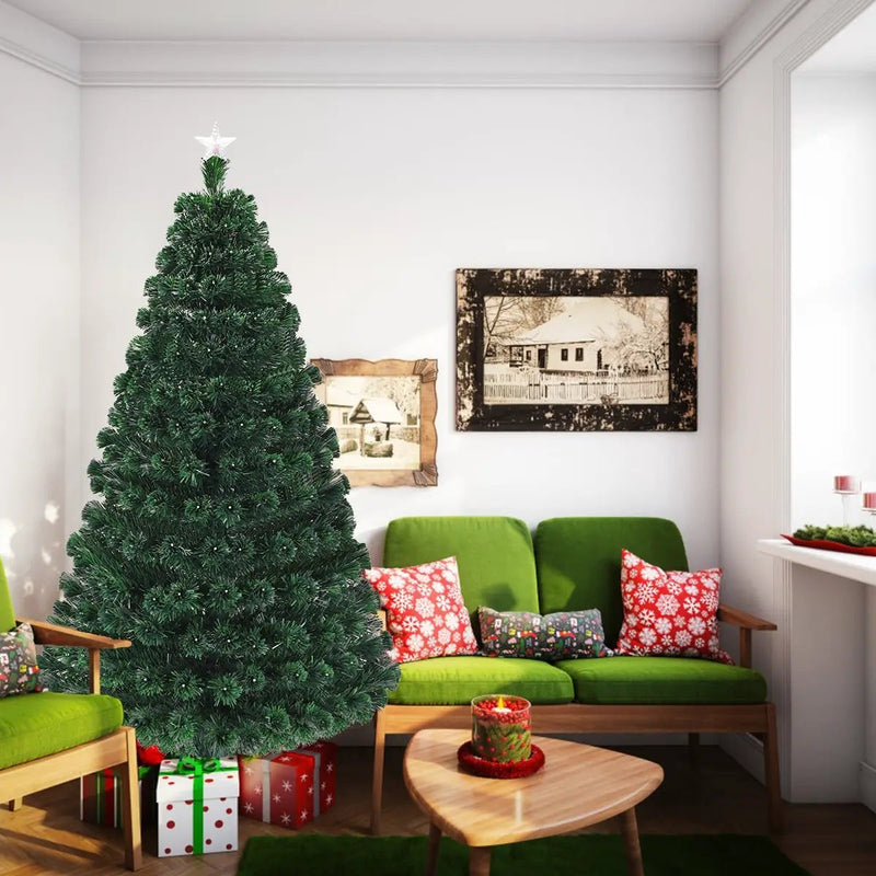 5/6/7 Feet Multicolor Artificial Christmas Tree with LED Light and Metal Stand by DirectDeals