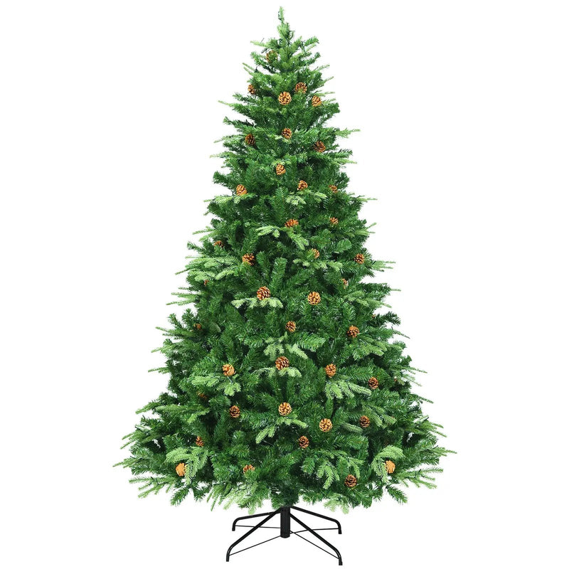 7.5 ft Artificial Christmas Tree with LED Lights and Pine Cones by DirectDeals