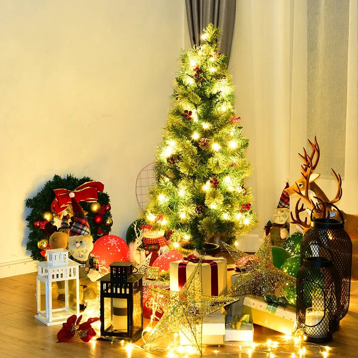 LED Christmas Tree with Red Berries Pine Cones, photo 9 of 20