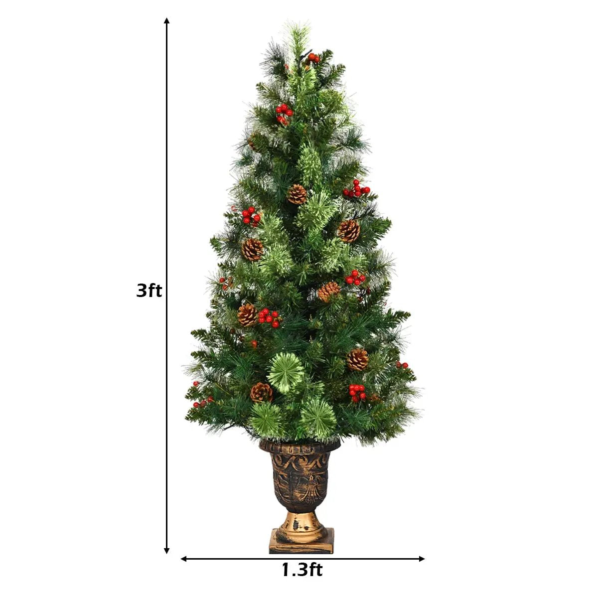 LED Christmas Tree with Red Berries Pine Cones, photo 4 of 20