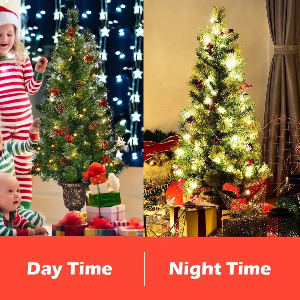 LED Christmas Tree with Red Berries Pine Cones, photo 8 of 20