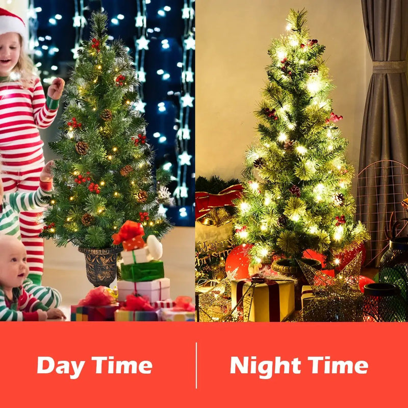 LED Christmas Tree with Red Berries Pine Cones by DirectDeals