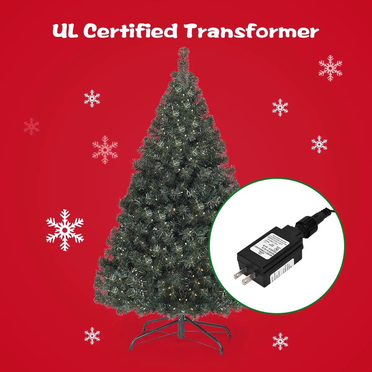 4.5 Feet PVC Pre-lit Artificial Hinged Christmas Tree by DirectDeals