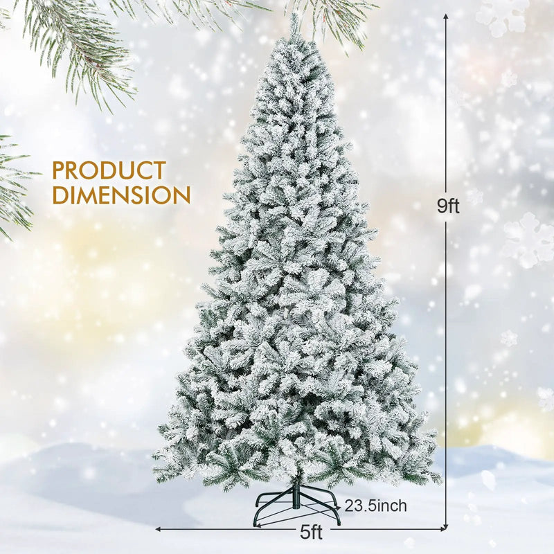 9 Feet Artificial Christmas Tree with Premium Snow Flocked Hinged by DirectDeals