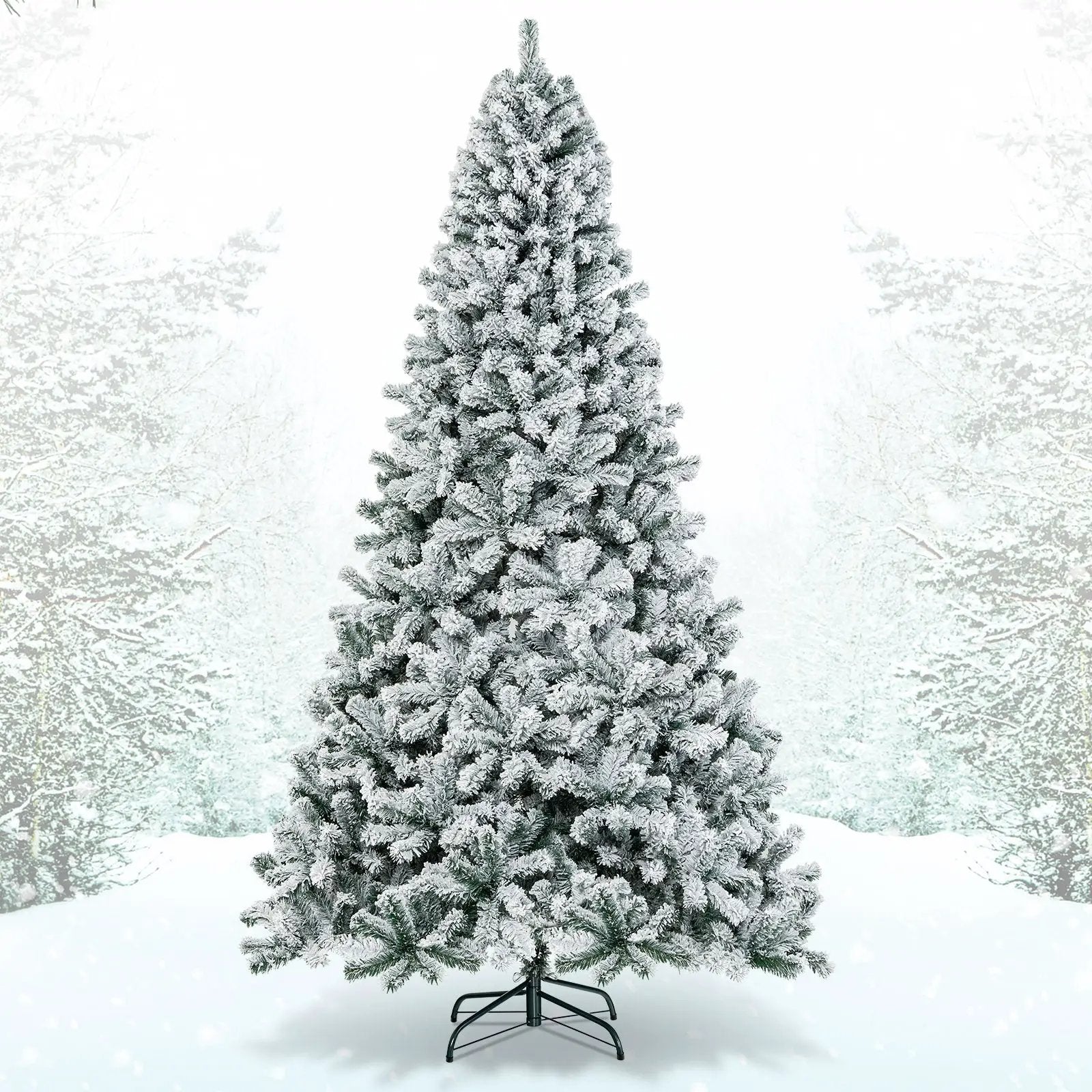 9 Feet Artificial Christmas Tree with Premium Snow Flocked Hinged by DirectDeals
