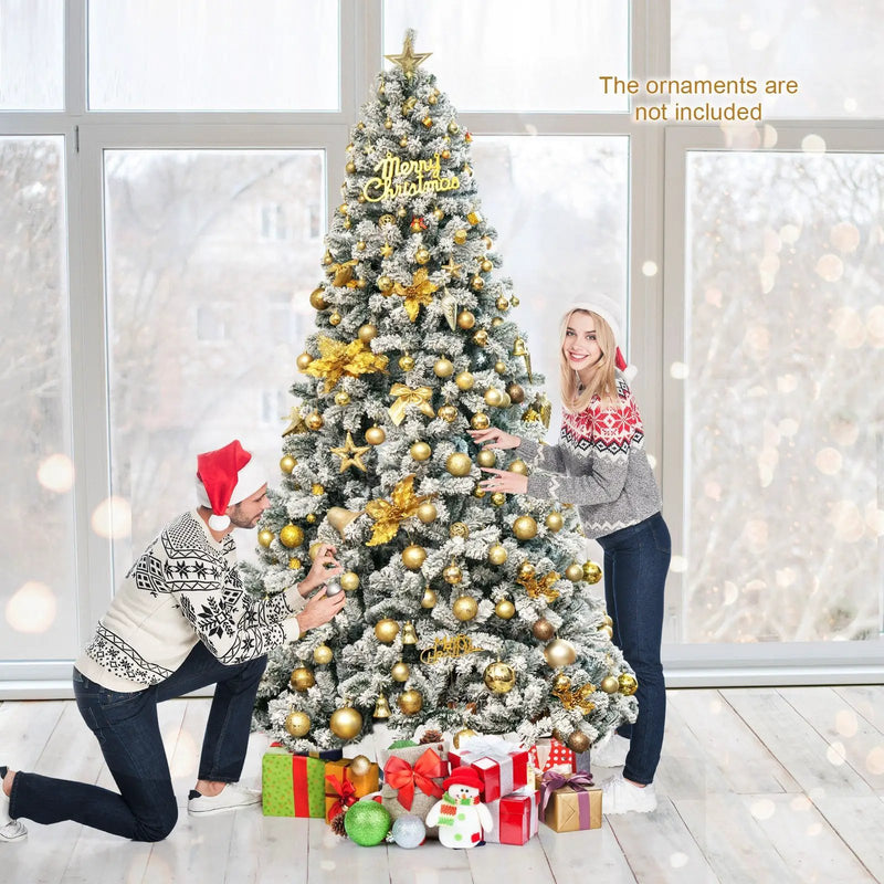 9 Feet Artificial Christmas Tree with Premium Snow Flocked Hinged by DirectDeals