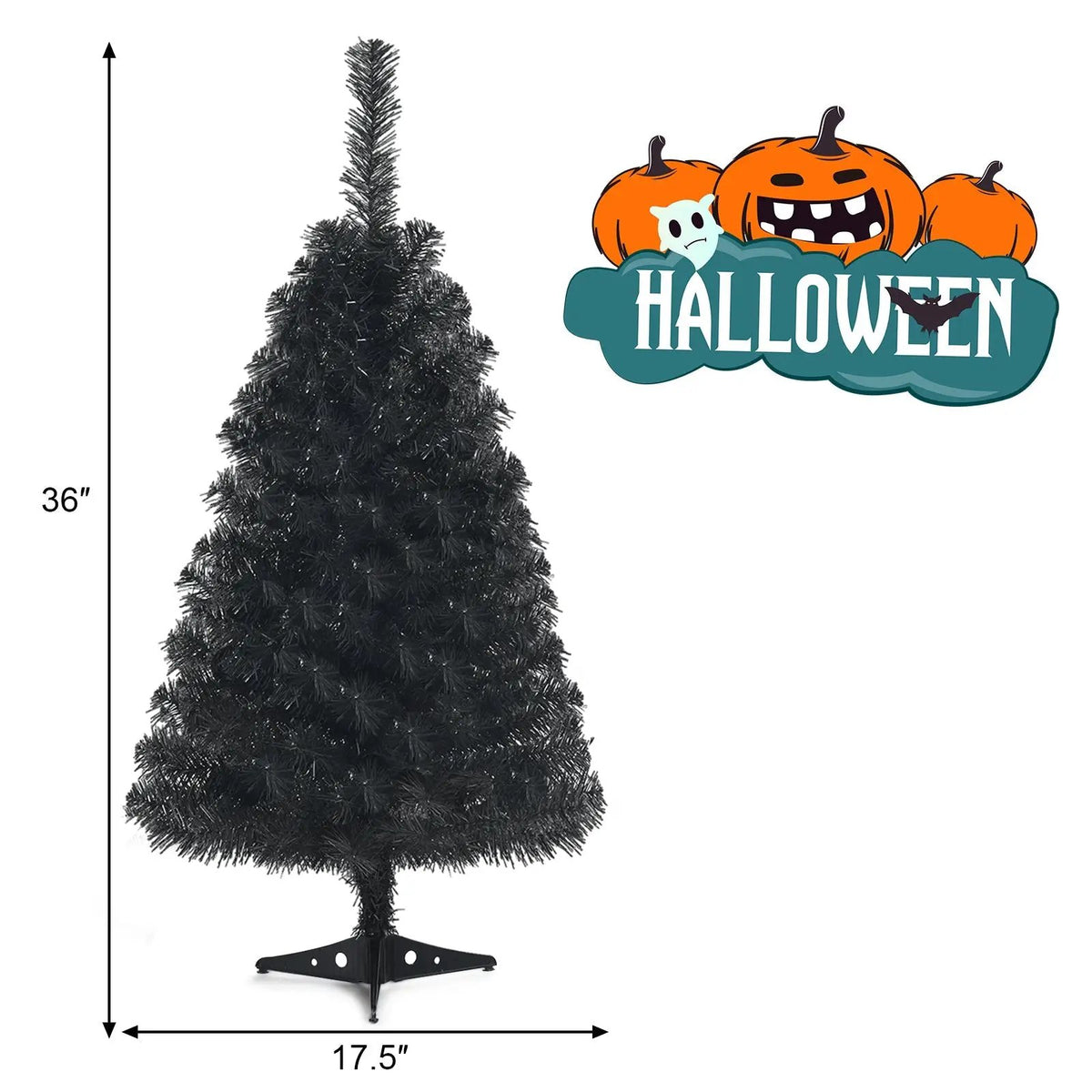 36 Inch Unlit Artificial Christmas Mini Tree with Plastic Stand-Green, photo 4 of 10
