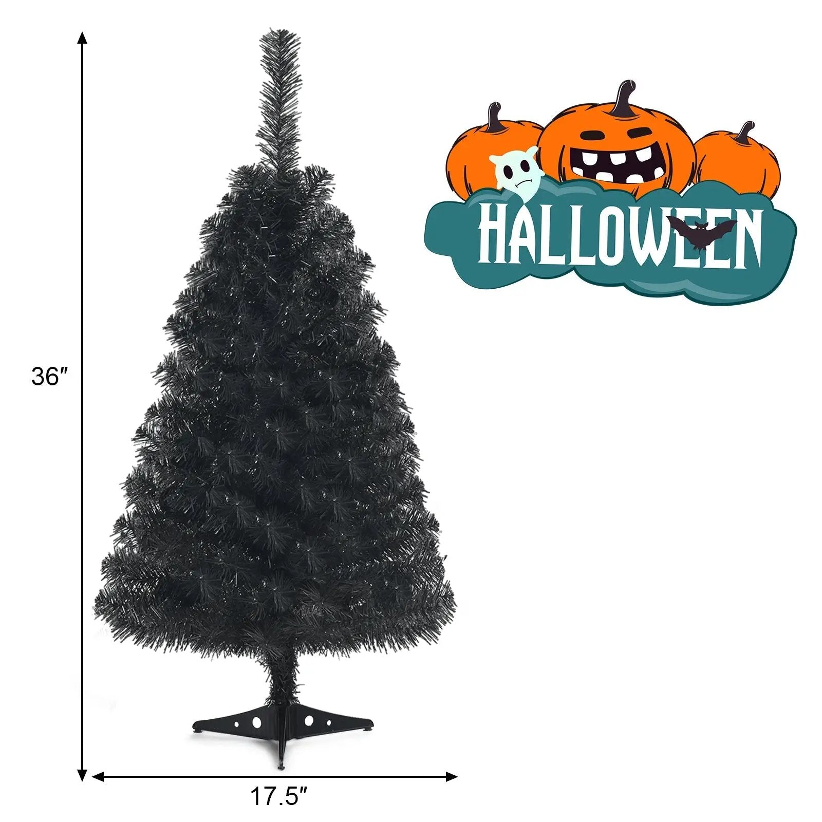 36 Inch Unlit Artificial Christmas Mini Tree with Plastic Stand-Green by DirectDeals