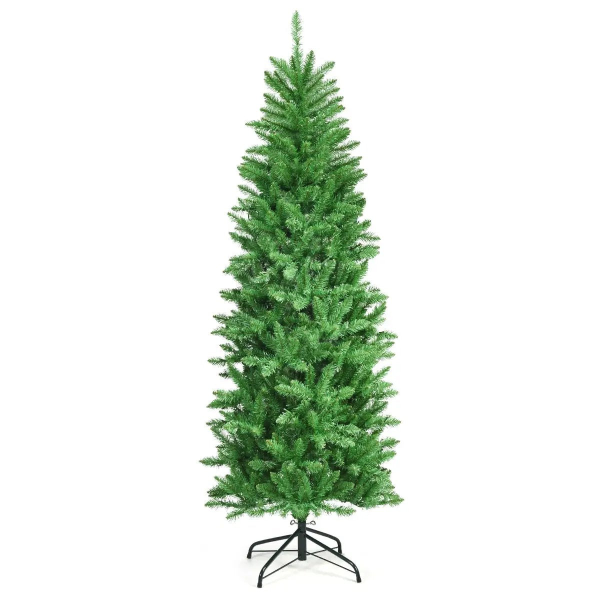 6 Feet PVC Hinged Pre-lit Artificial Fir Pencil Christmas Tree with 150 Lights, photo 10 of 24