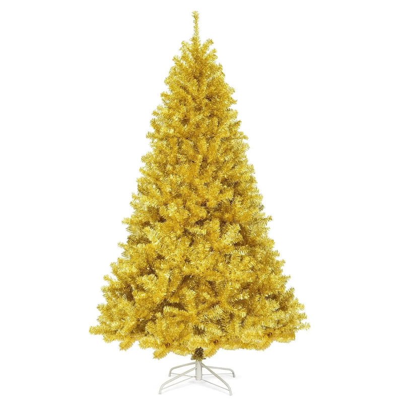 6/7.5 Feet Artificial Tinsel Christmas Tree Hinged with Foldable Stand by DirectDeals