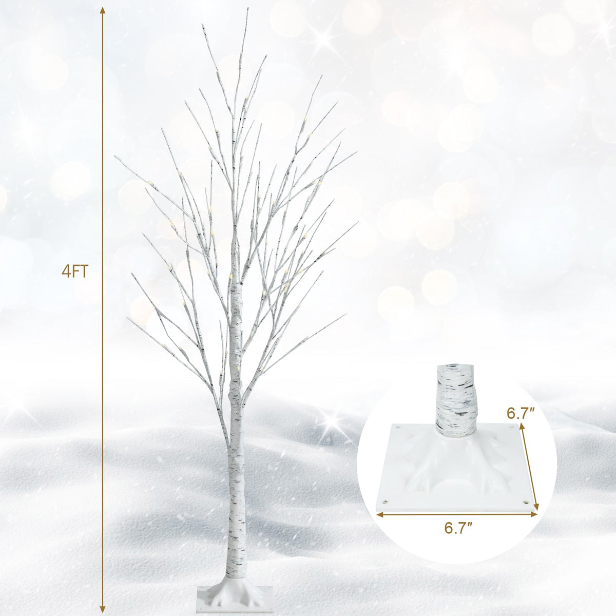Pre-lit White Twig Birch Tree for Christmas Holiday with LED Lights, photo 10 of 16