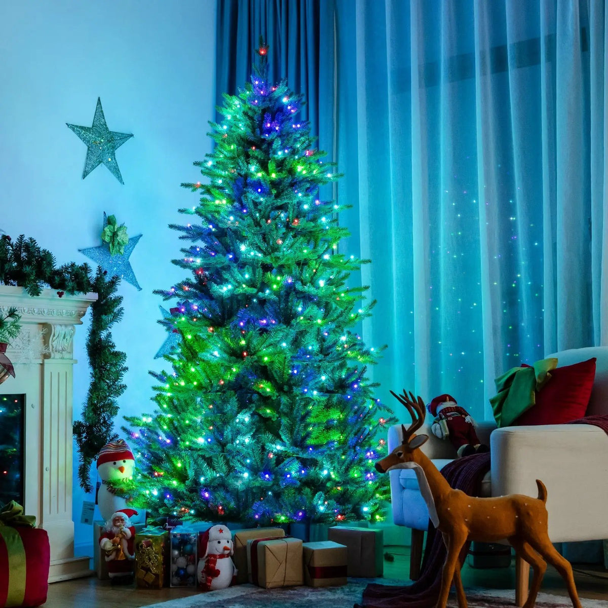 Pre-lit Artificial Hinged Christmas Tree with APP Controlled LED Lights, photo 6 of 10