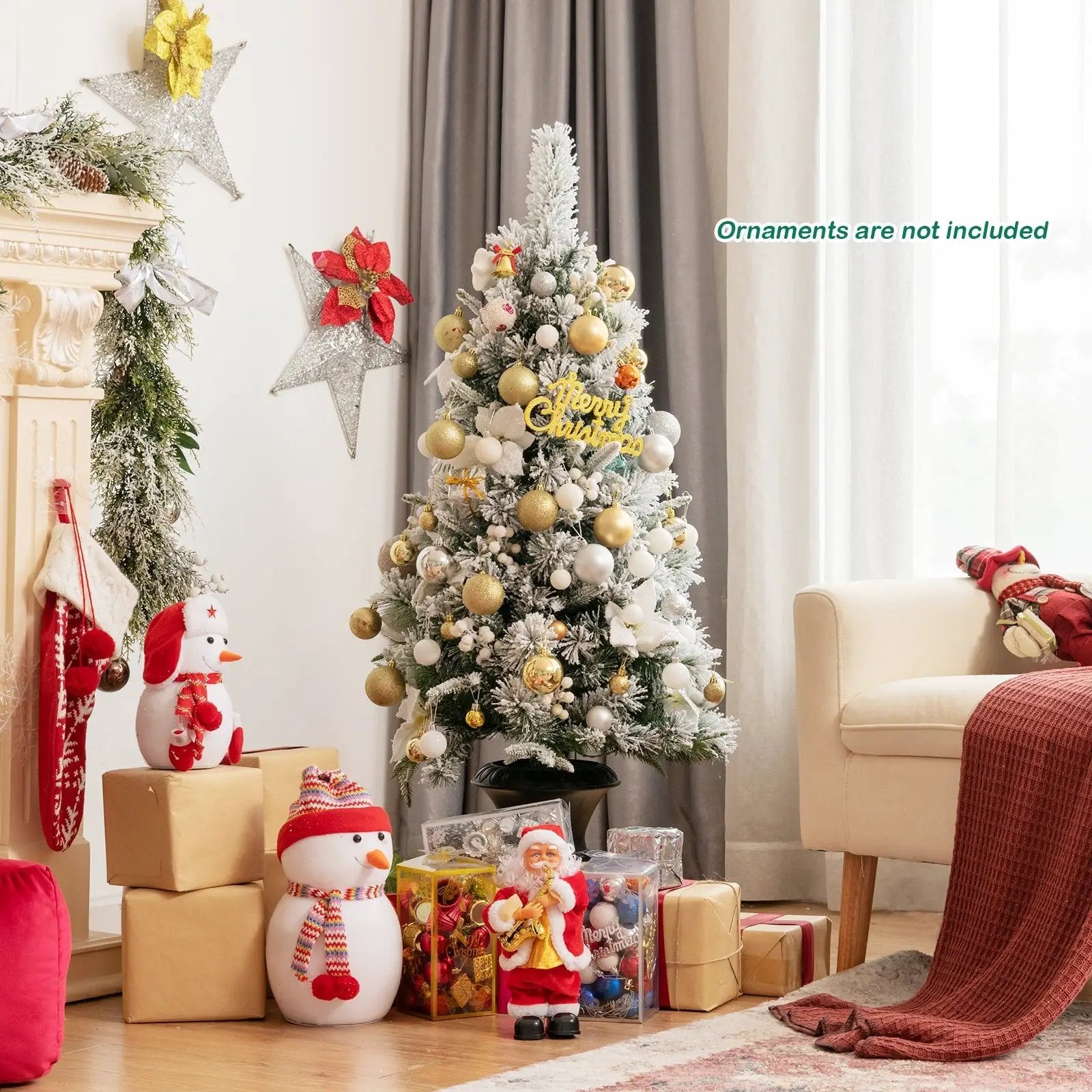4 Feet Pre-lit Snowy Christmas Entrance Tree with White Berries and Flowers by DirectDeals
