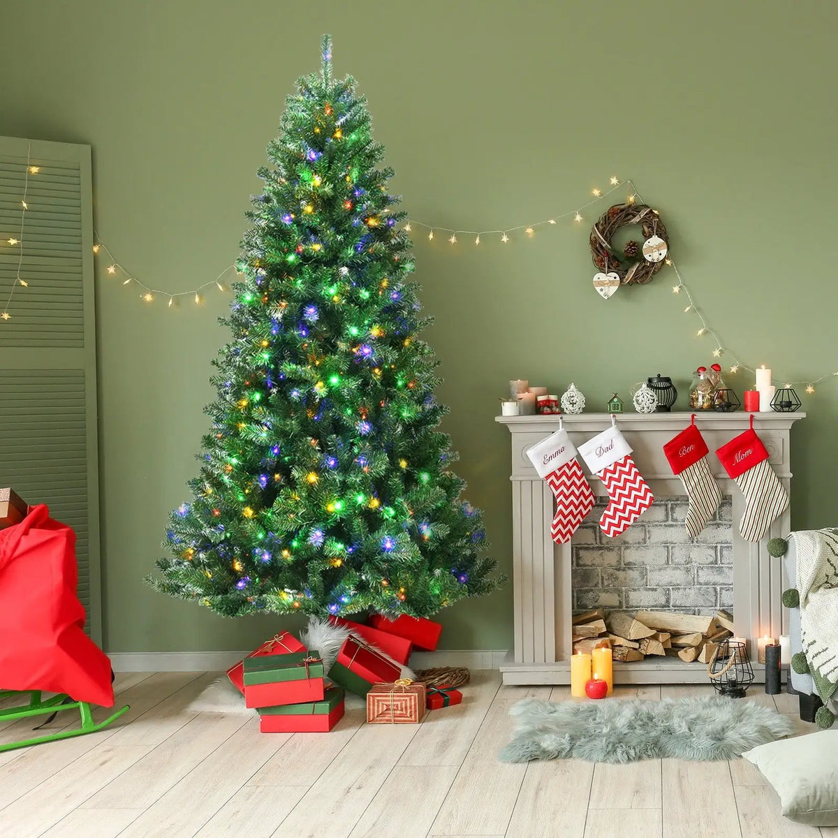 Artificial Hinged Christmas Tree with Remote-controlled Color-changing LED Lights, photo 7 of 10
