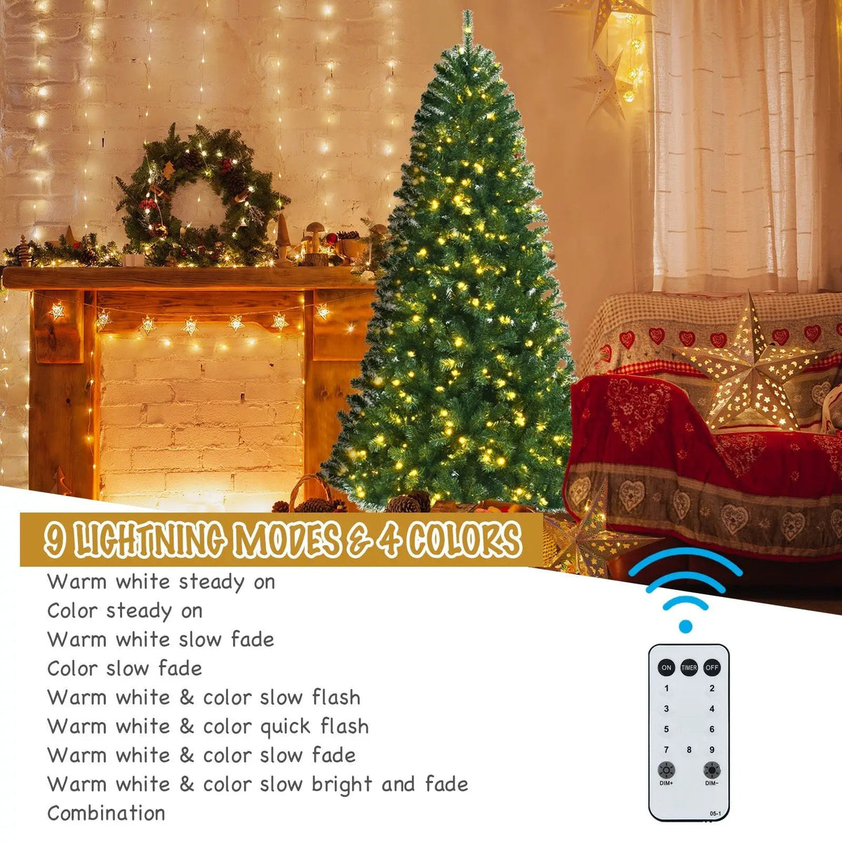 Artificial Hinged Christmas Tree with Remote-controlled Color-changing LED Lights, photo 5 of 10