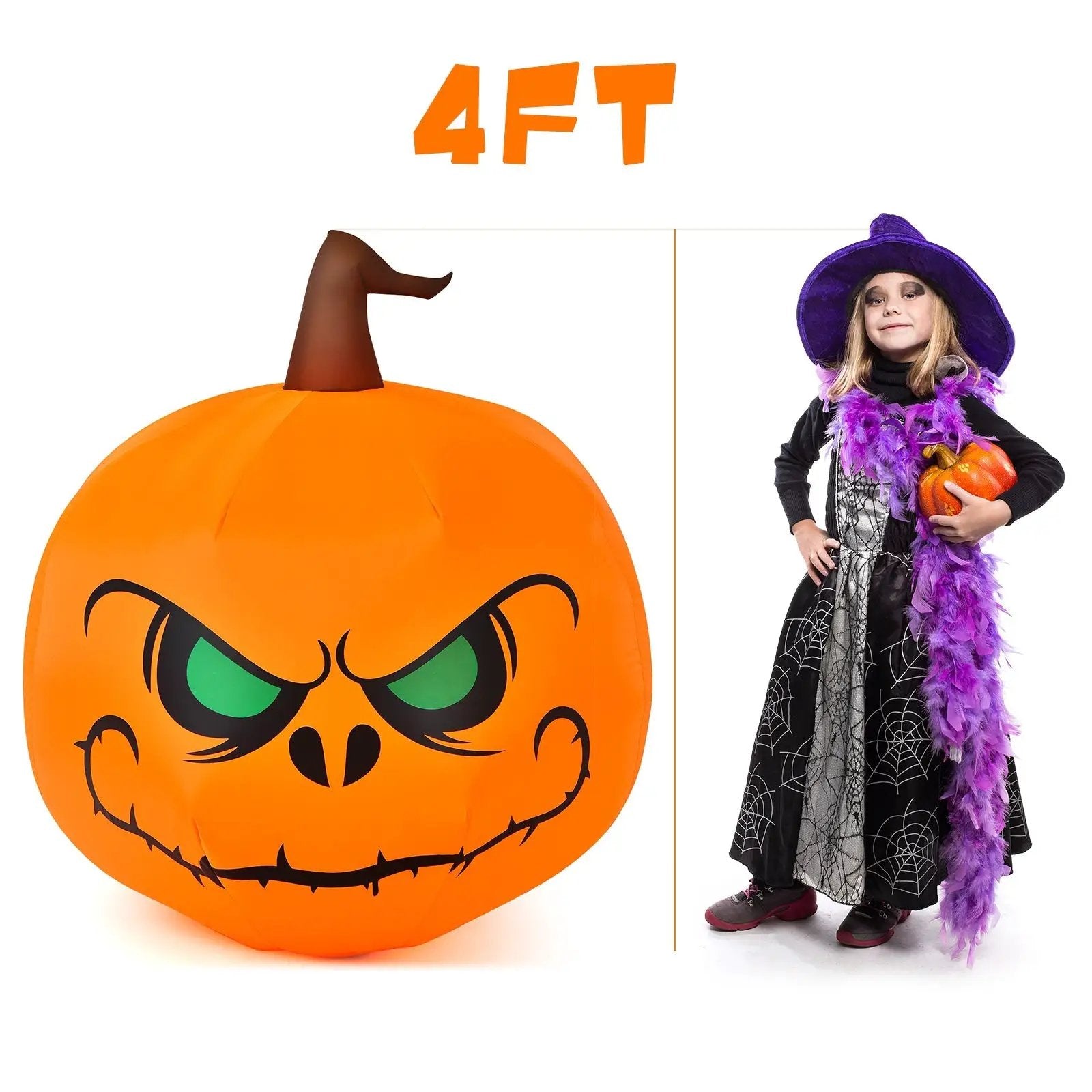 4 Feet Halloween Inflatable Pumpkin with Build-in LED Light by DirectDeals
