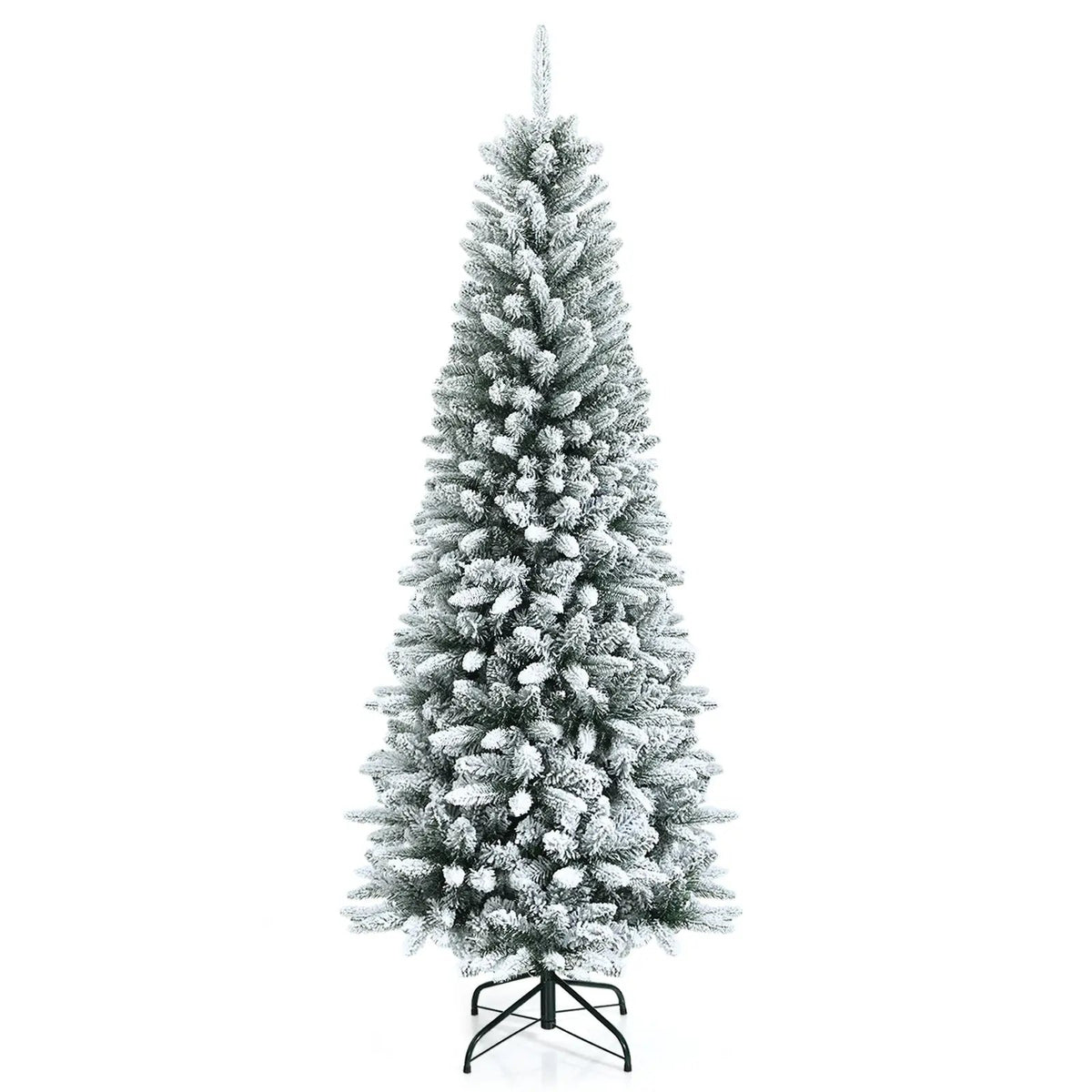 Snow-Flocked Hinged Artificial Christmas Pencil Tree with Mixed Tips, photo 9 of 9