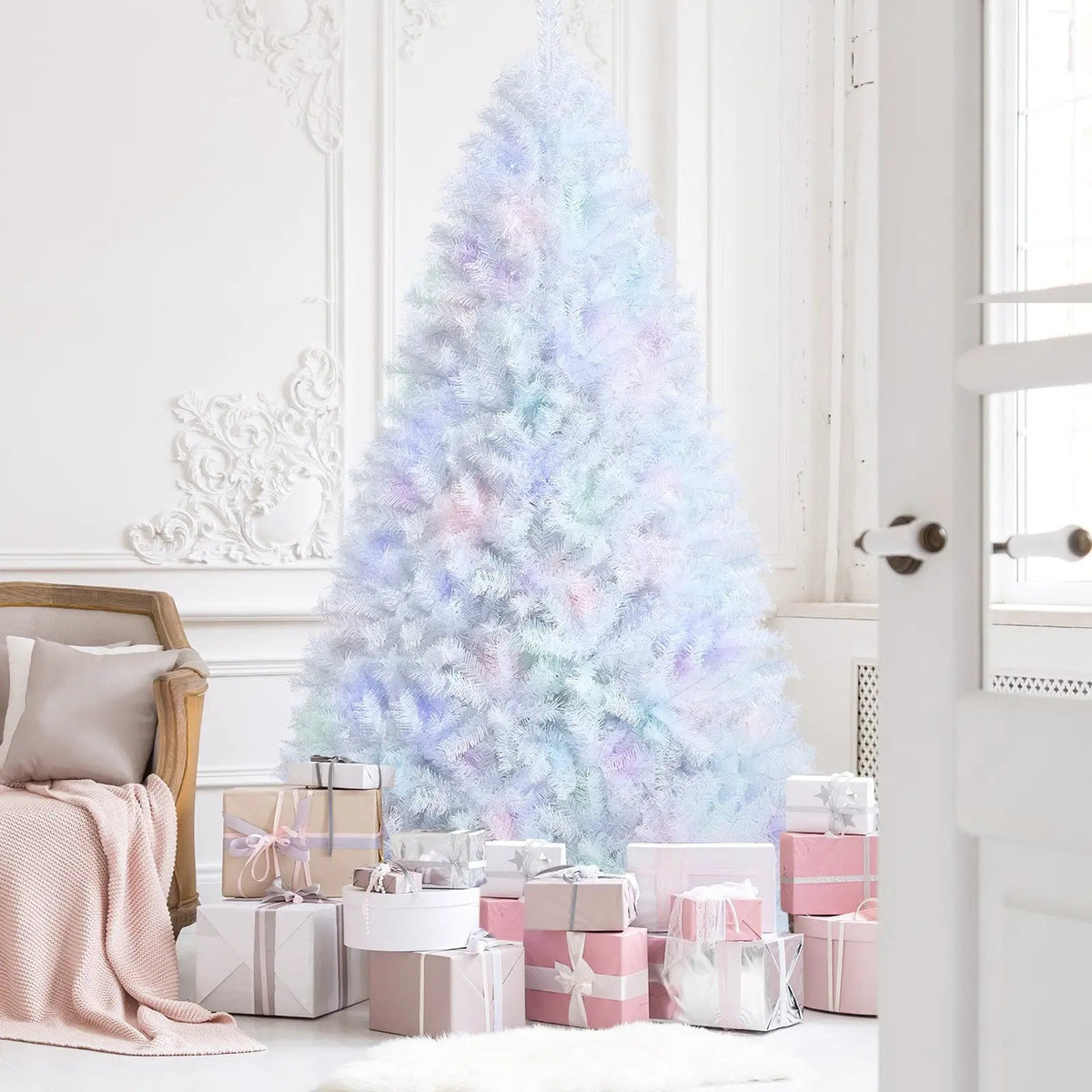 8 Feet Artificial Christmas Tree with 1636 Iridescent Branch Tips, photo 6 of 16