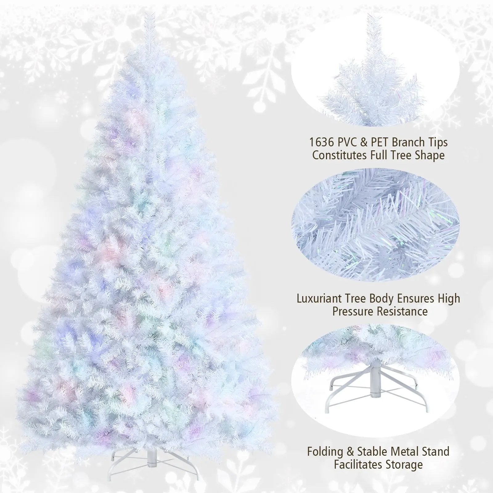 8 Feet Artificial Christmas Tree with 1636 Iridescent Branch Tips by DirectDeals