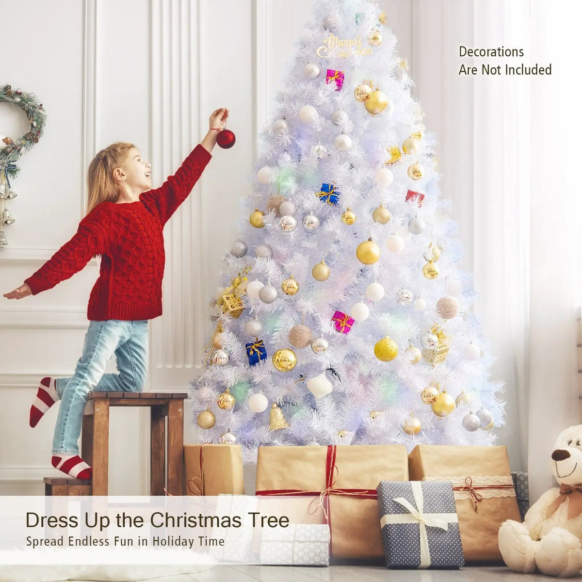 8 Feet Artificial Christmas Tree with 1636 Iridescent Branch Tips, photo 14 of 16