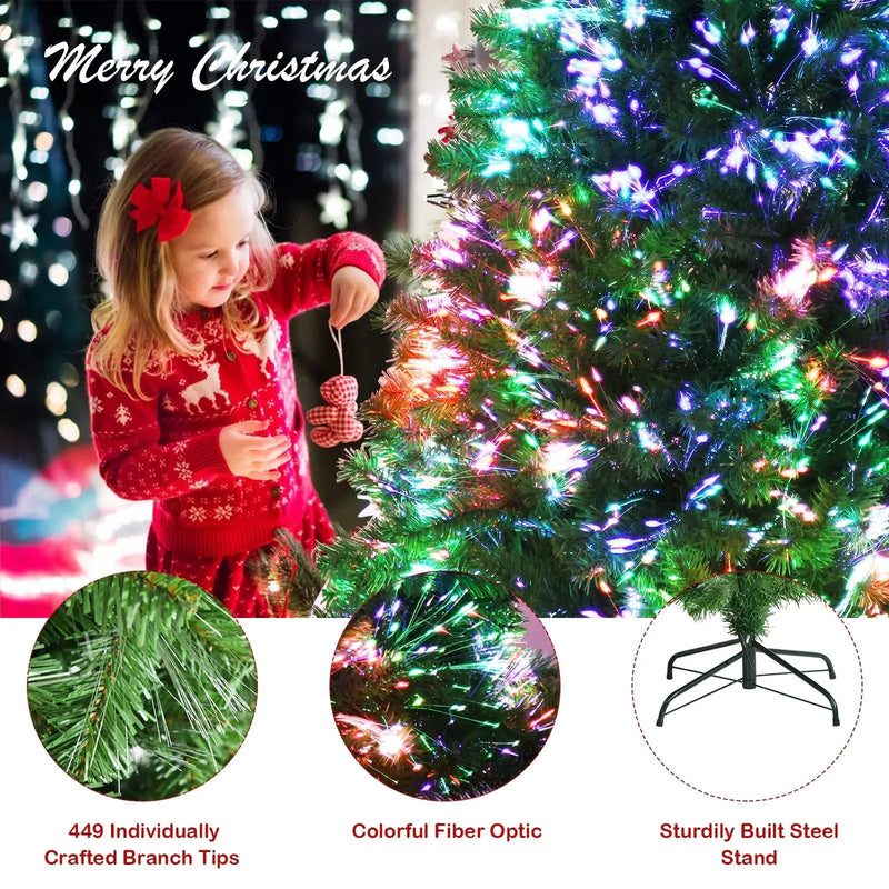Pre-lit Multi-Colored Fiber Optic Spruce Artificial Christmas Tree by DirectDeals