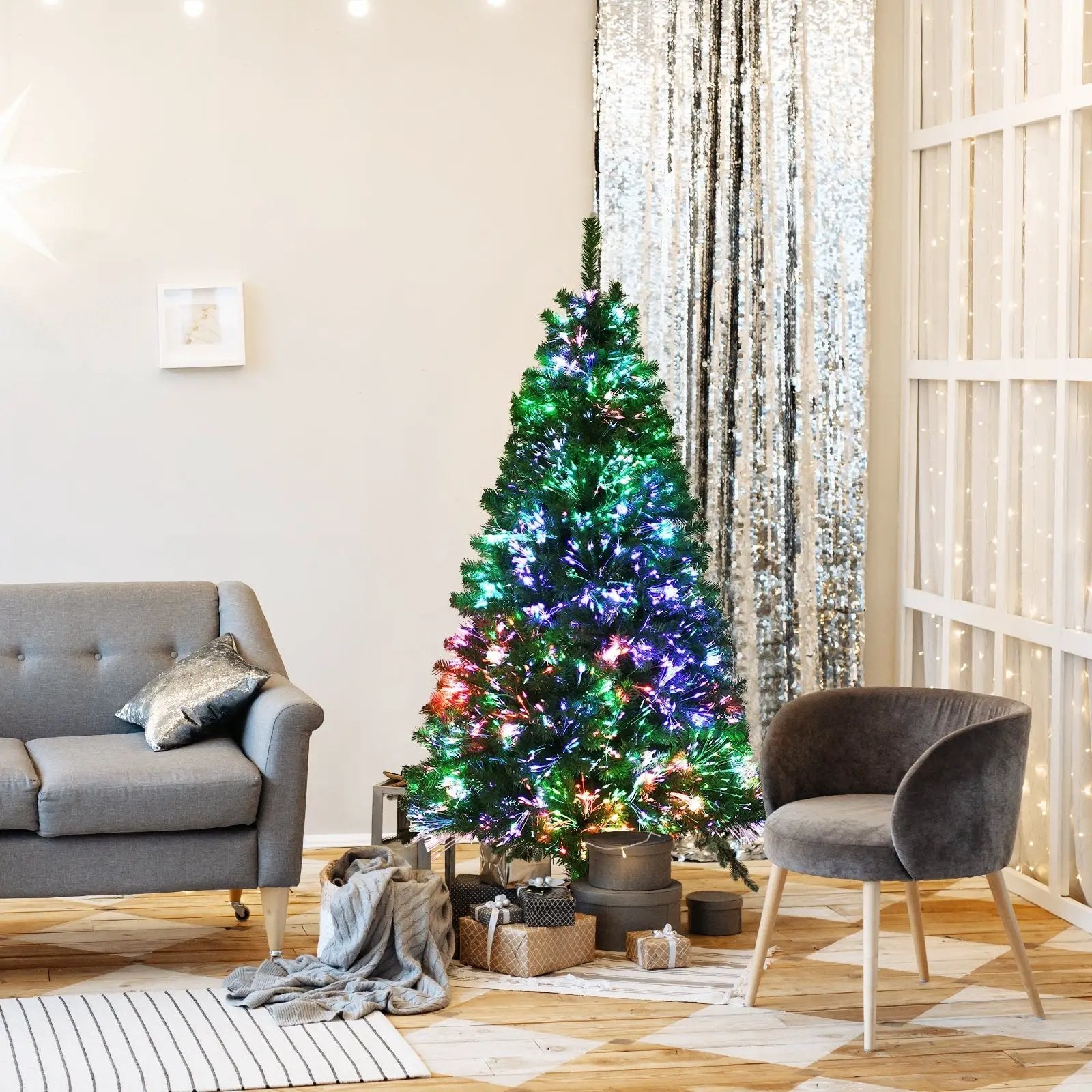 Pre-lit Multi-Colored Fiber Optic Spruce Artificial Christmas Tree by DirectDeals