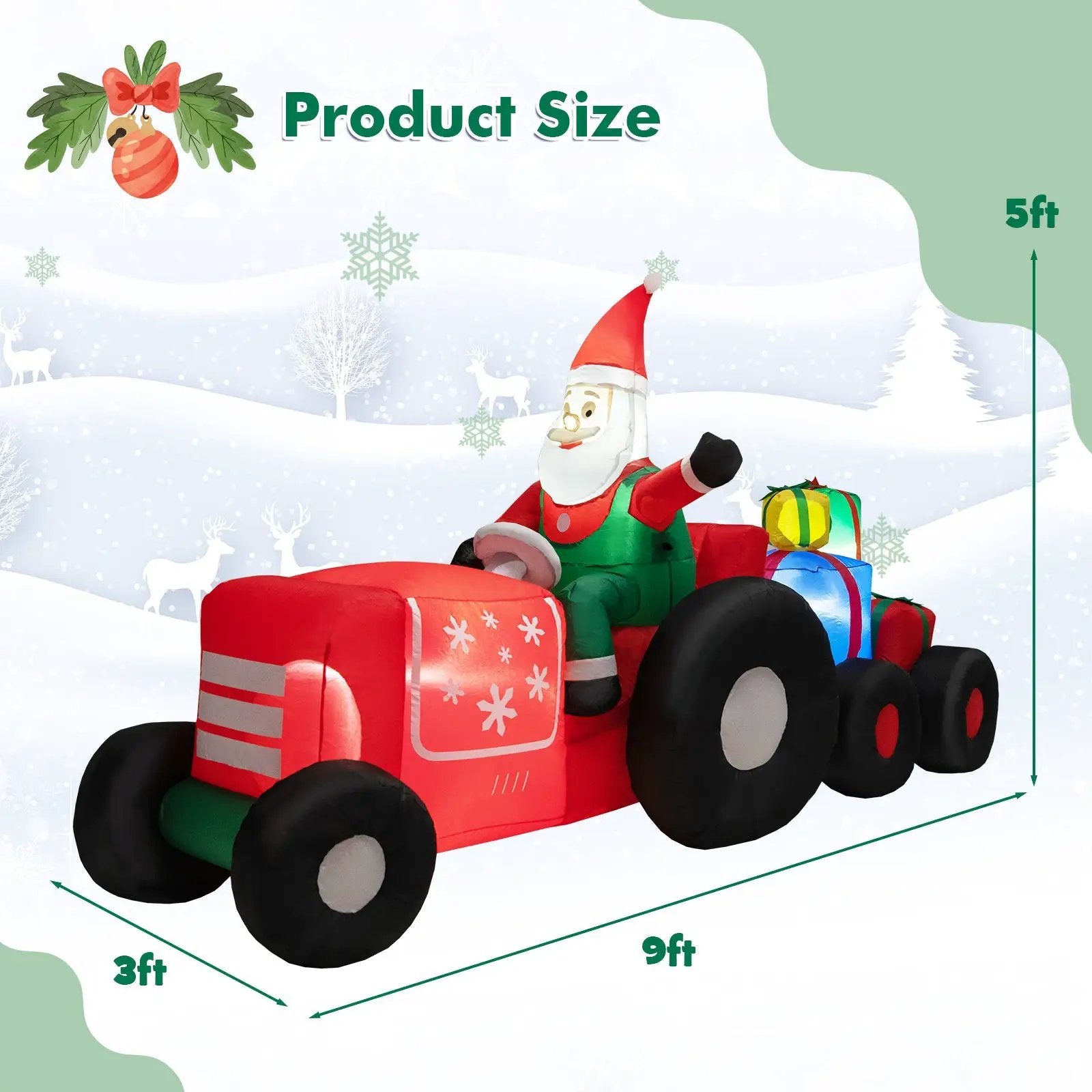 9 Feet Long Christmas Inflatables Santa Claus Decoration with Gifts by DirectDeals