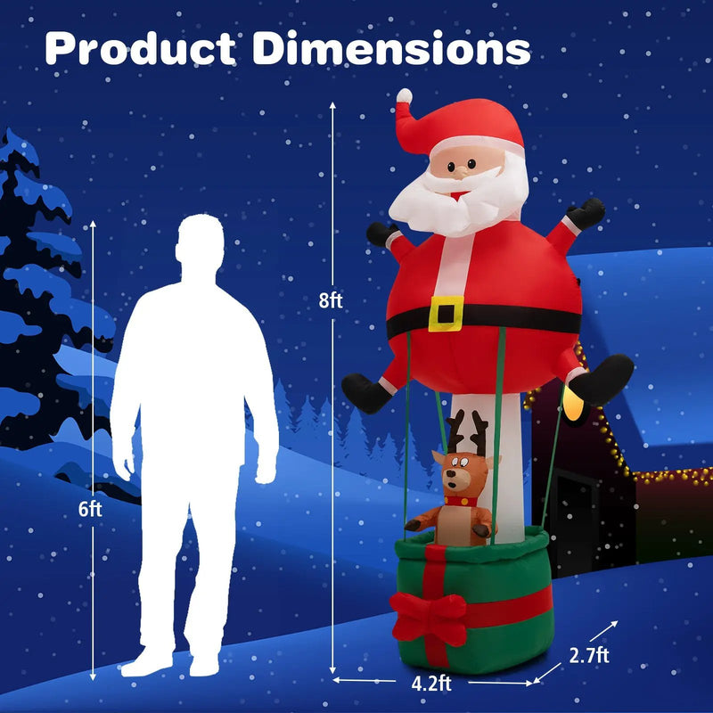 8 Feet Inflatable Santa Claus and Reindeer by DirectDeals