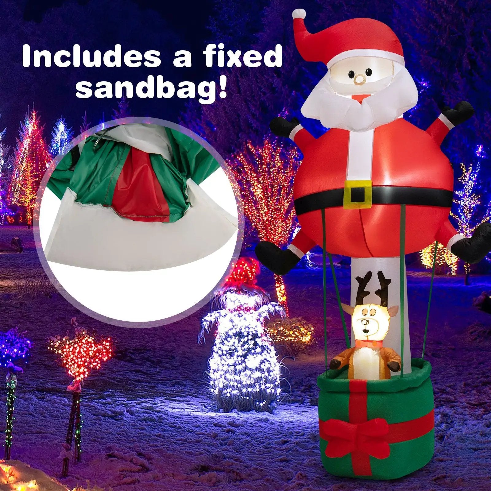8 Feet Inflatable Santa Claus and Reindeer by DirectDeals