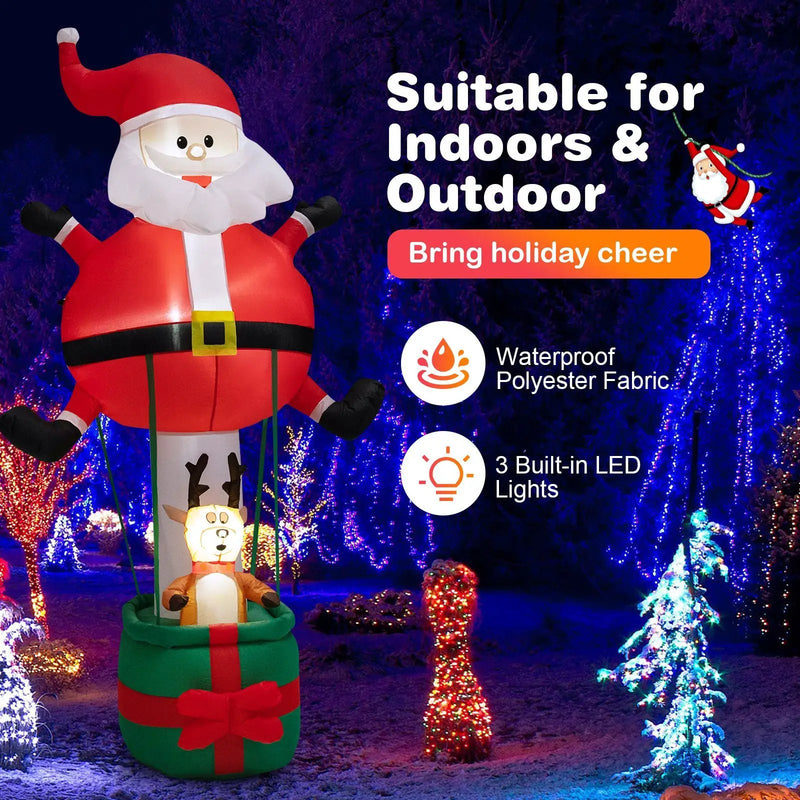 8 Feet Inflatable Santa Claus and Reindeer by DirectDeals