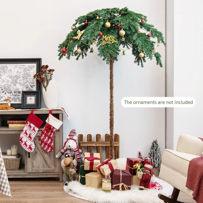 6 Feet Pre-Lit Xmas Palm Artificial Tree with 250 Warm-White LED Lights by DirectDeals