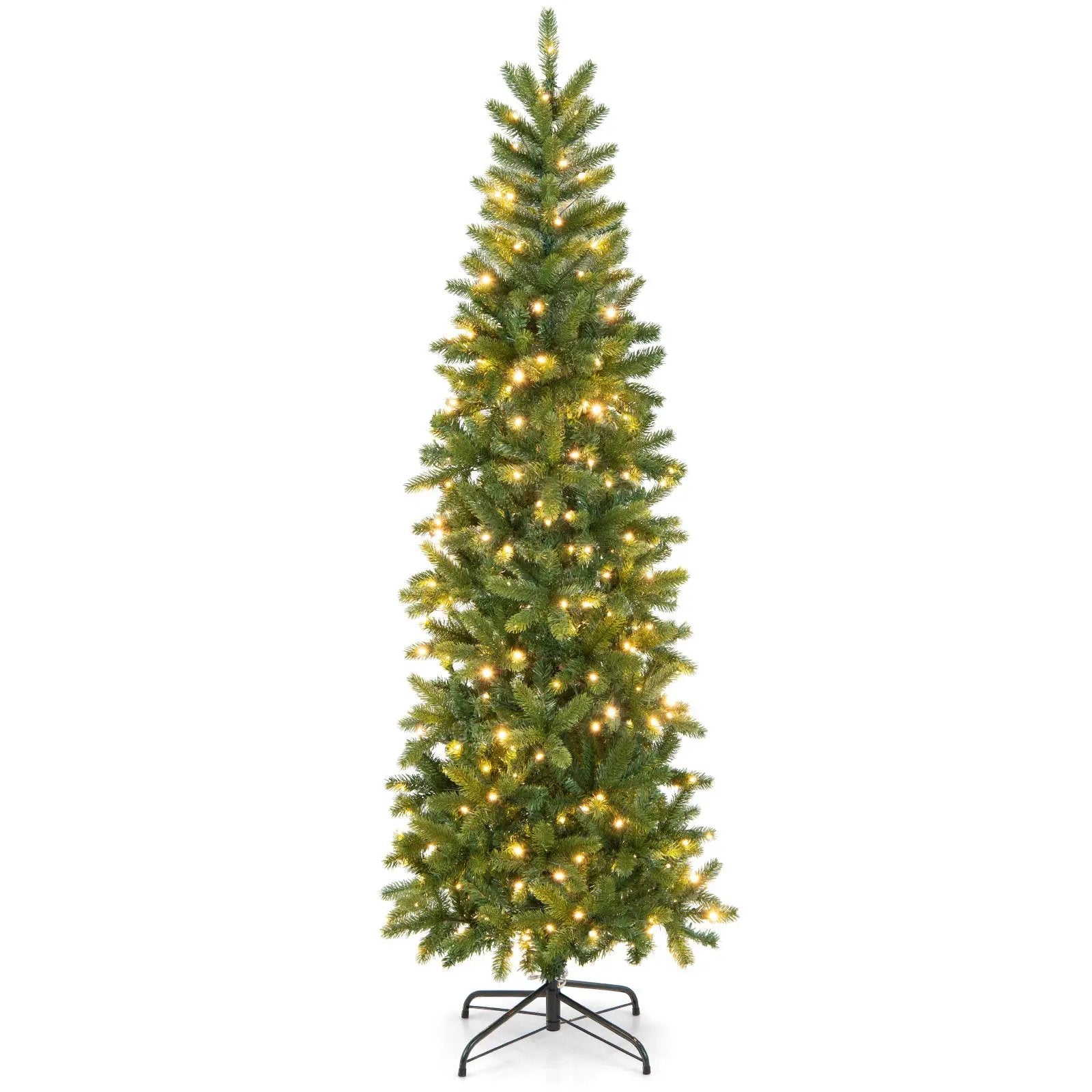 6 Feet Pre-Lit Artificial Christmas Pencil Tree with 648 PVC PE Branch Tips by DirectDeals