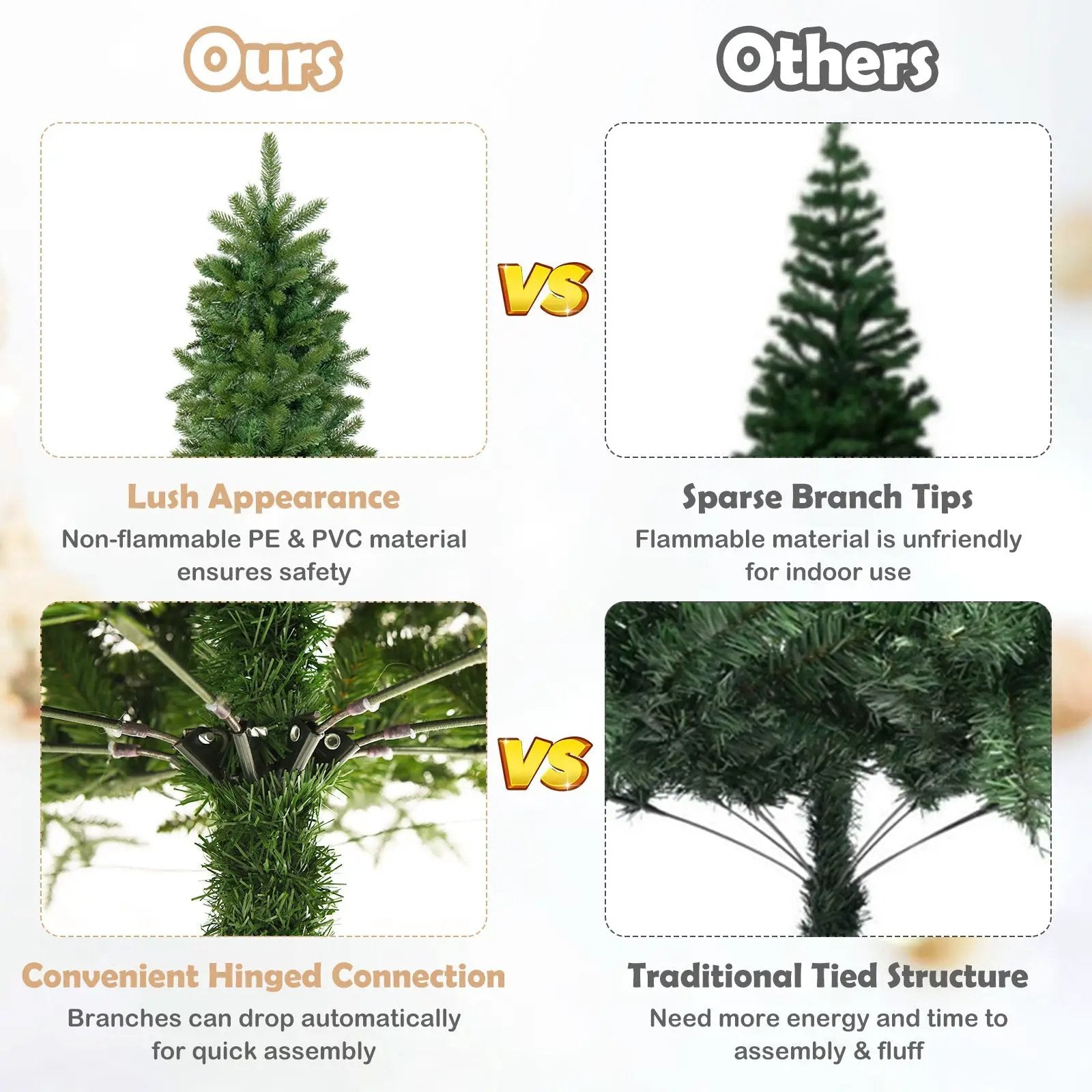 6 Feet Pre-Lit Artificial Christmas Pencil Tree with 648 PVC PE Branch Tips by DirectDeals