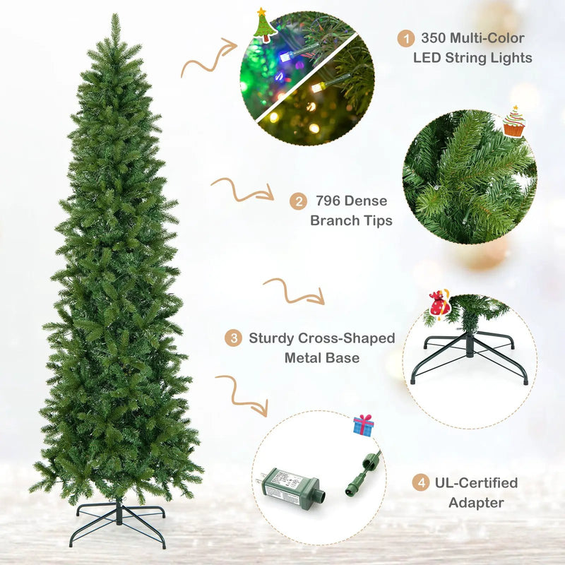 7.5 Feet Pre-lit Full Artificial Christmas Tree with Warm White and Multi-color LED Lights by DirectDeals
