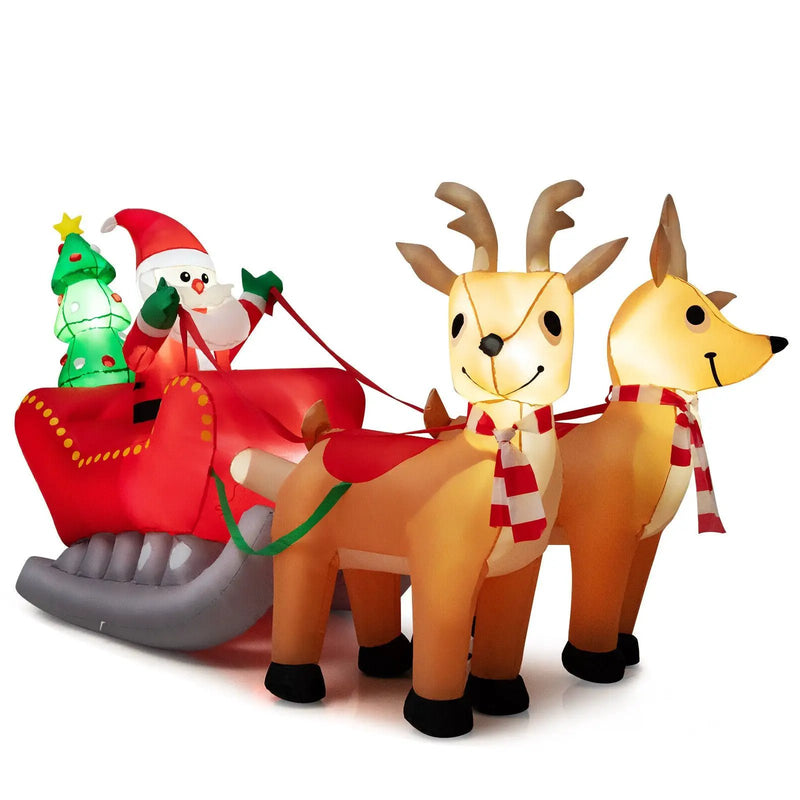 7.2 Feet Long Christmas Inflatable Santa Rides Sled with LED Lights by DirectDeals