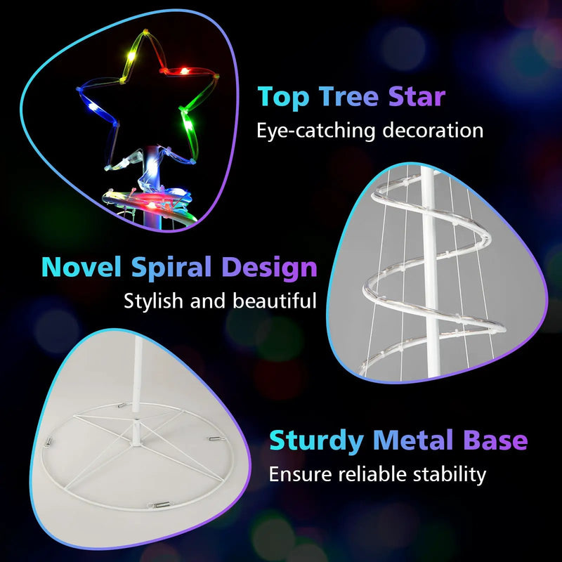 6 Feet Light Up Spiral Christmas Tree with Tree Top Star-White by DirectDeals